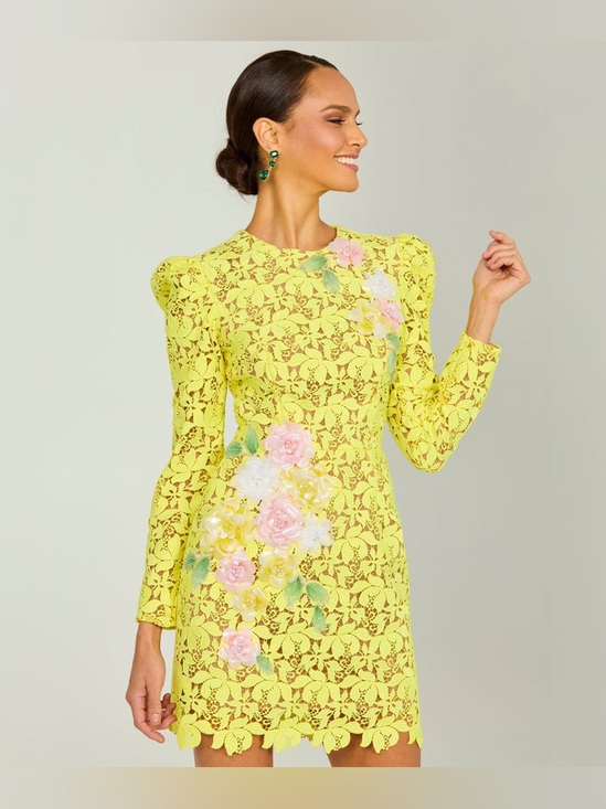 Helsi Dresses & Skirts - Helsi Angelina Floral Appliqué Long Sleeve Lace Cocktail Minidress Size XS NWT